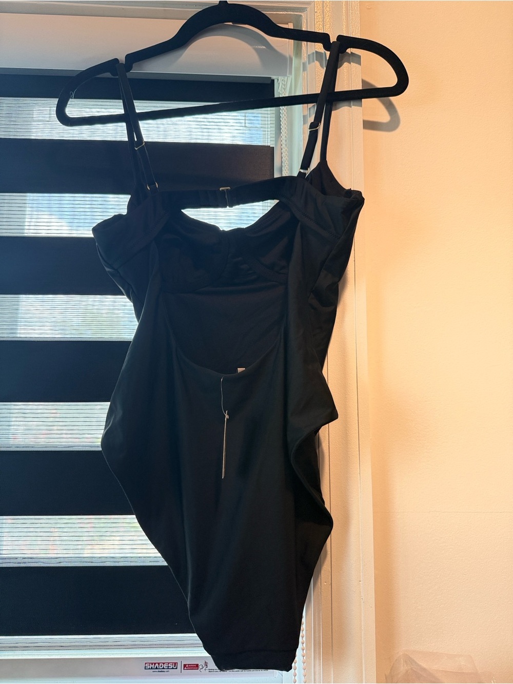 Madewell Black Adjustable-Strap Bodysuit with Subtle Front Detail